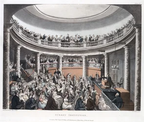 Surrey Institution, Blackfriars, Lontoon Ackermanns Microcosm, kaiverrus Joseph Constantine Stadler (fl.1780-1812) 1808 (värillinen akvatinta)